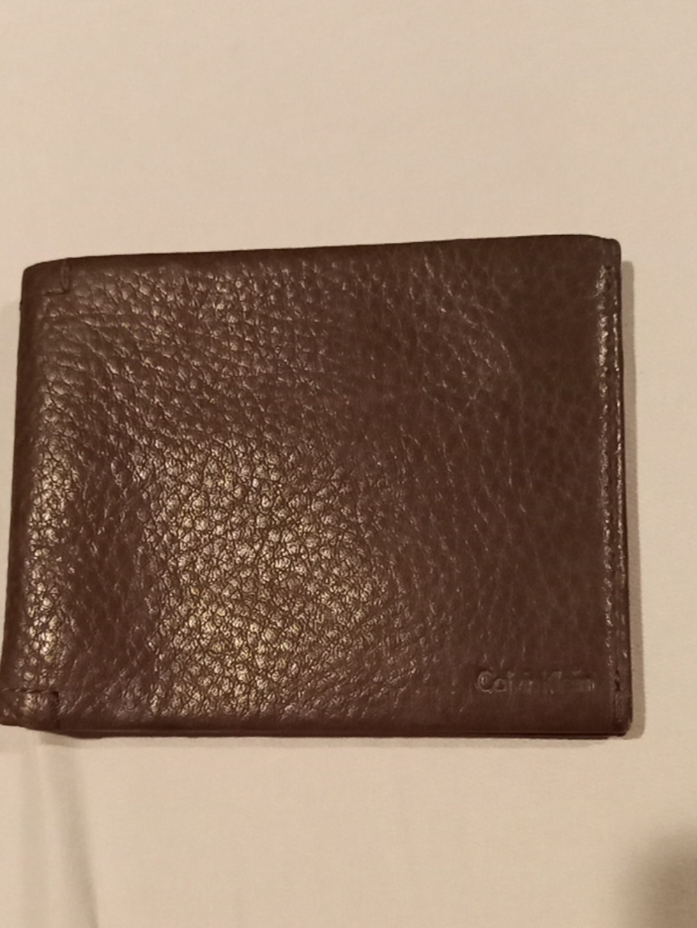 Calvin Klein Dark Brown Textured Leather Bi-Fold Wallet
